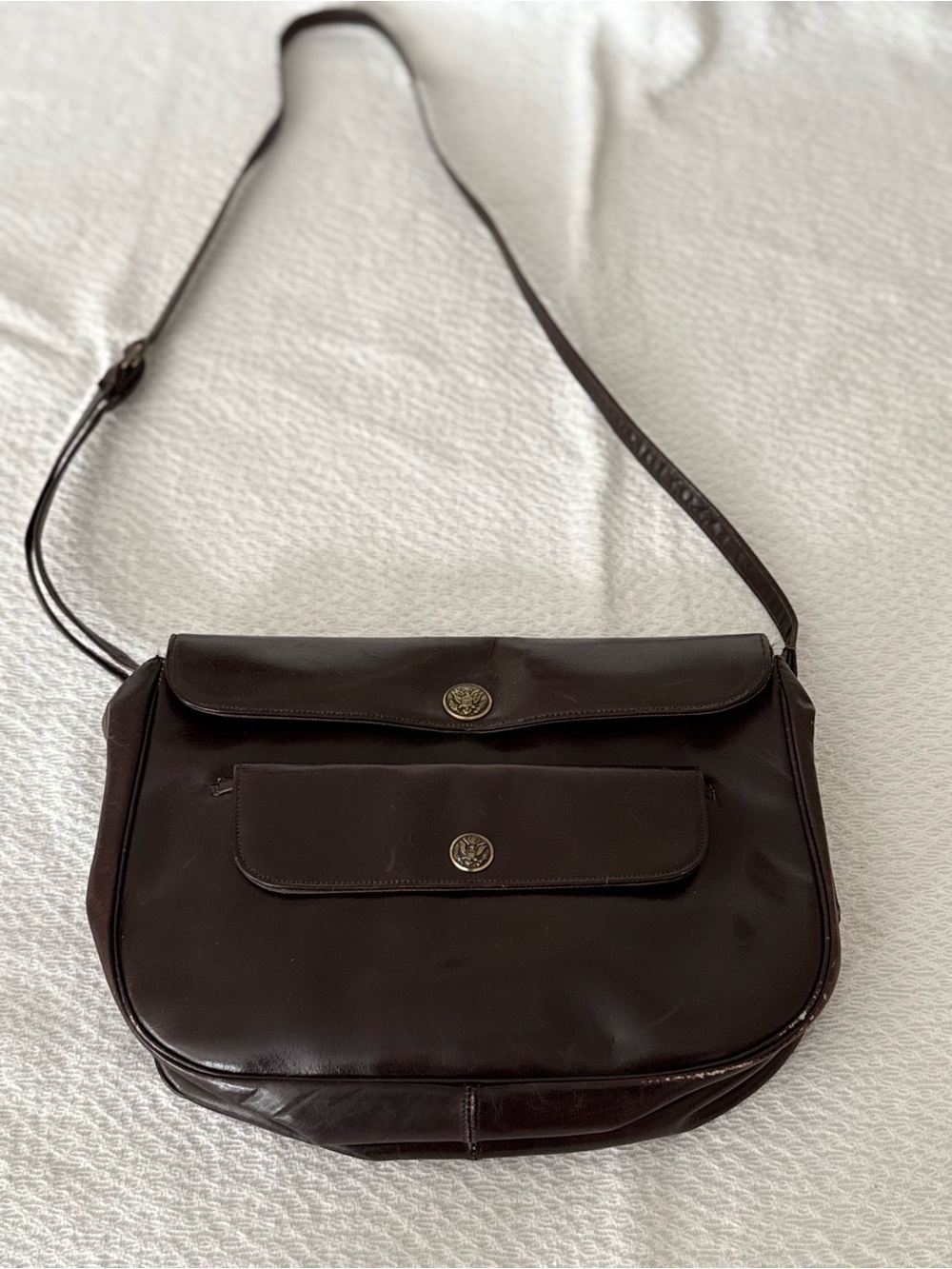 Rear 1950s US Army Women's Army Corps leather dress uniform handbag